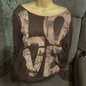 Heart & Hips Brown 'LOVE' Graphic Long Sleeve Top
